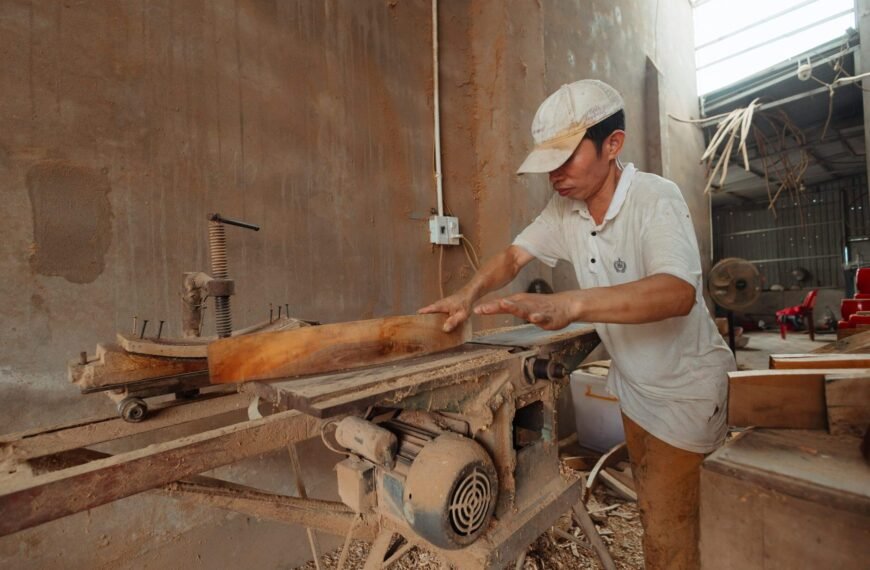 Handmade wooden furniture Pampanga crafted by a Betis artisan using traditional woodworking tools
